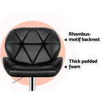 4X Bar Stools Gas Lift Padded Leather Black