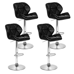 4X Bar Stools Gas Lift Padded Leather Black