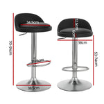 Leather Luxury Bar Stools Black/White Swivel Set-2