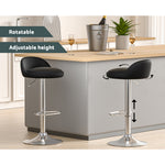 Leather Luxury Bar Stools Black/White Swivel Set-2