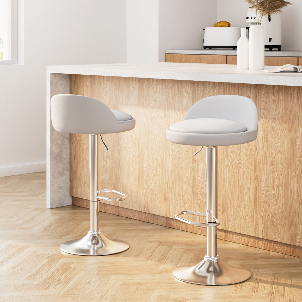 2x Bar Stools PU Leather Gas Lift Black