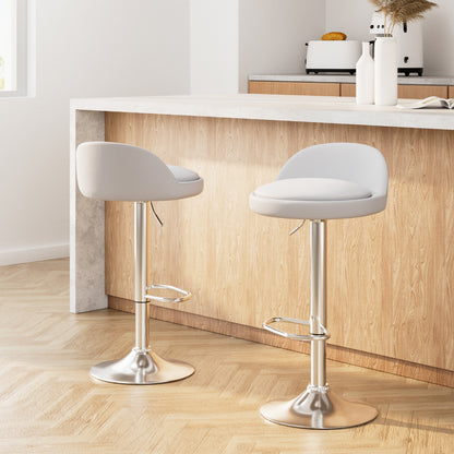2x Bar Stools PU Leather Gas Lift Black