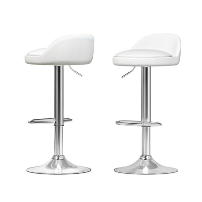 2x Bar Stools PU Leather Gas Lift Black
