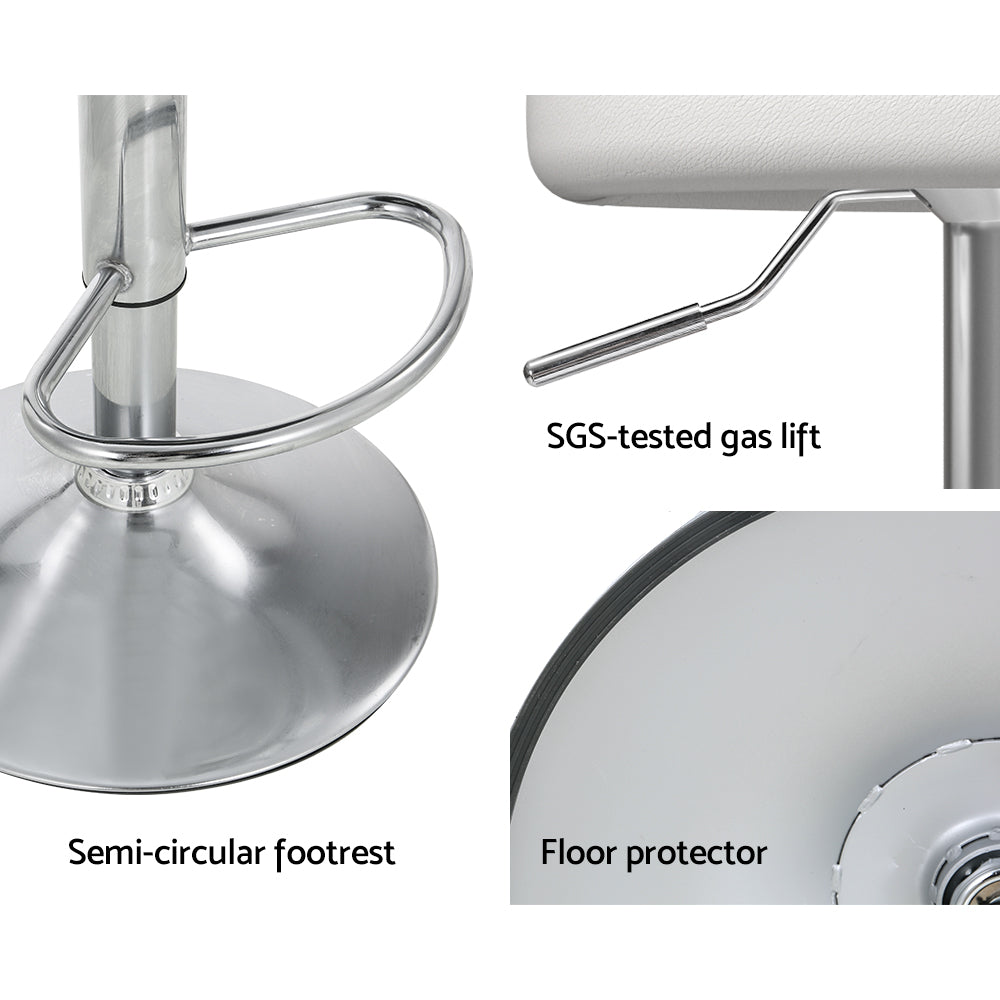 4X Bar Stools Pu Leather Gas Lift White