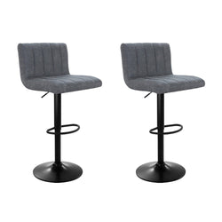 2X Bar Stools Vintage Leather Gas Lift Grey