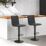 2X Bar Stools Gas Lift Vintage Leather Grey