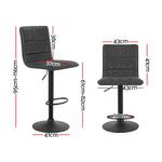 2X Bar Stools Gas Lift Vintage Leather Grey