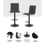 2X Bar Stools Gas Lift Vintage Leather Grey