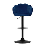 Set of 2 Bar Stools Kitchen Stool Swivel Chair Gas Lift Velvet Chairs Blue Nessah