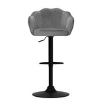 Set of 2 Bar Stools Kitchen Stool Swivel Chair Gas Lift Velvet Chairs Grey Nessah