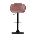 Set of 2 Bar Stools Kitchen Stool Swivel Chair Gas Lift Velvet Chairs Pink Nessah