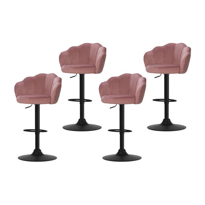 4X Bar Stools Gas Lift Velvet Blue/Green/Pink