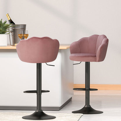 4X Bar Stools Gas Lift Velvet Blue/Green/Pink
