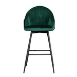 Set of 2 Bar Stools Kitchen Stool Dining Chairs Velvet Chair Barstool Green Mesial