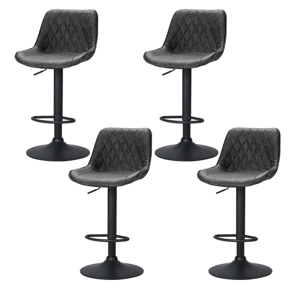  4X Bar Stools Gas Lift Vintage Leather Black/Brown