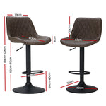 Set of 2 Bar Stools Kitchen Stool Chairs Metal Barstool Dining Chair Brown Rushal