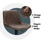 4X Bar Stools Gas Lift Vintage Leather Black/Brown