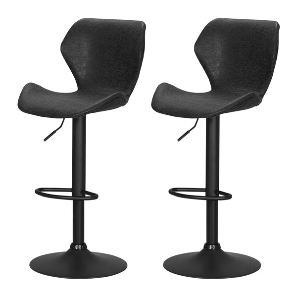  Bar Stools Kitchen Counter Swivel Gas Lift Vintage Chairs Black X2