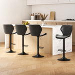 4X Bar Stools Gas Lift Vintage Leather Black/Brown