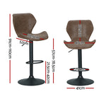 4X Bar Stools Gas Lift Vintage Leather Black/Brown