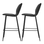 Set of 2 Bar Stools Kitchen Stool Barstool Dining Chairs Leather Black Kingsley