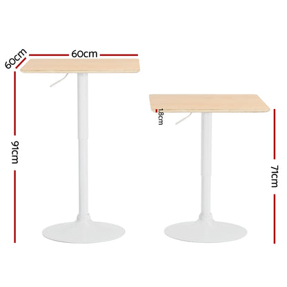 Bar Table Swivel Base Gas Lift Counter Dining Table Square Pine