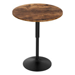60cm Rustic Brown Black Bar Table Round Height Adjustable 360 Swivel Gas Lift