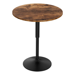 60cm Rustic Brown Black Bar Table Round Height Adjustable 360 Swivel Gas Lift