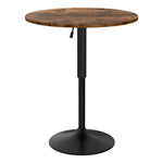 60cm Rustic Brown Black Bar Table Round Height Adjustable 360 Swivel Gas Lift