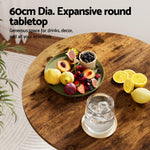 60cm Rustic Brown Black Bar Table Round Height Adjustable 360 Swivel Gas Lift