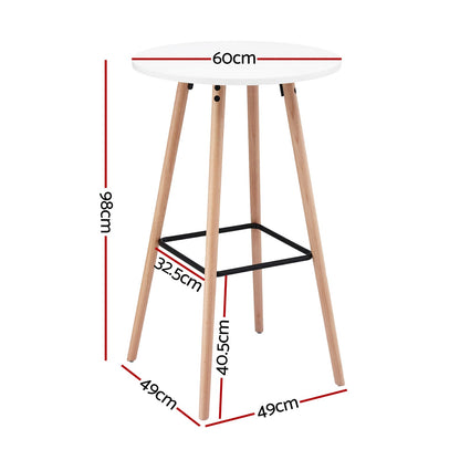 Round Bar Table White 60x60x98cm