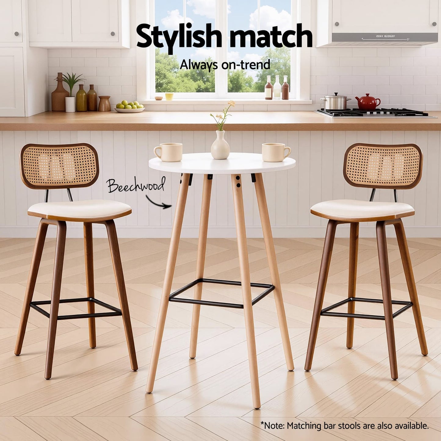 Round Bar Table White 60x60x98cm