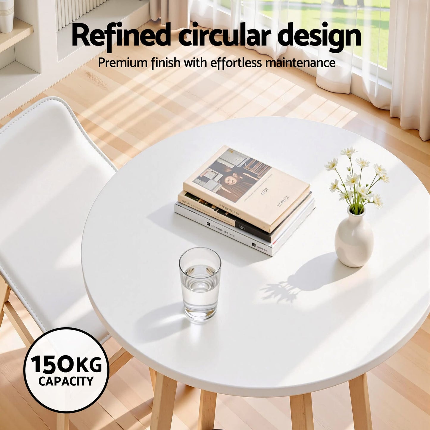 Round Bar Table White 60x60x98cm
