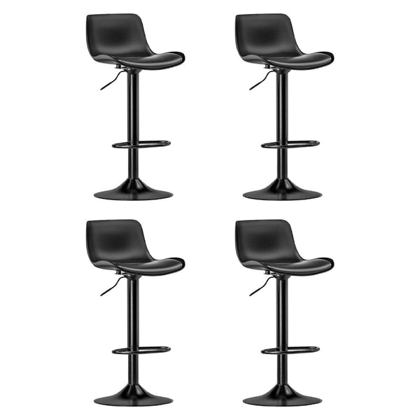  4x Bar Stools Padded Seat Gas Lift Black