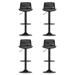4x Bar Stools Padded Seat Gas Lift Black