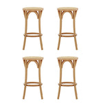 4X Bar Stoosl Rattan Seat Wooden