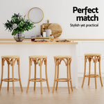 4X Bar Stoosl Rattan Seat Wooden