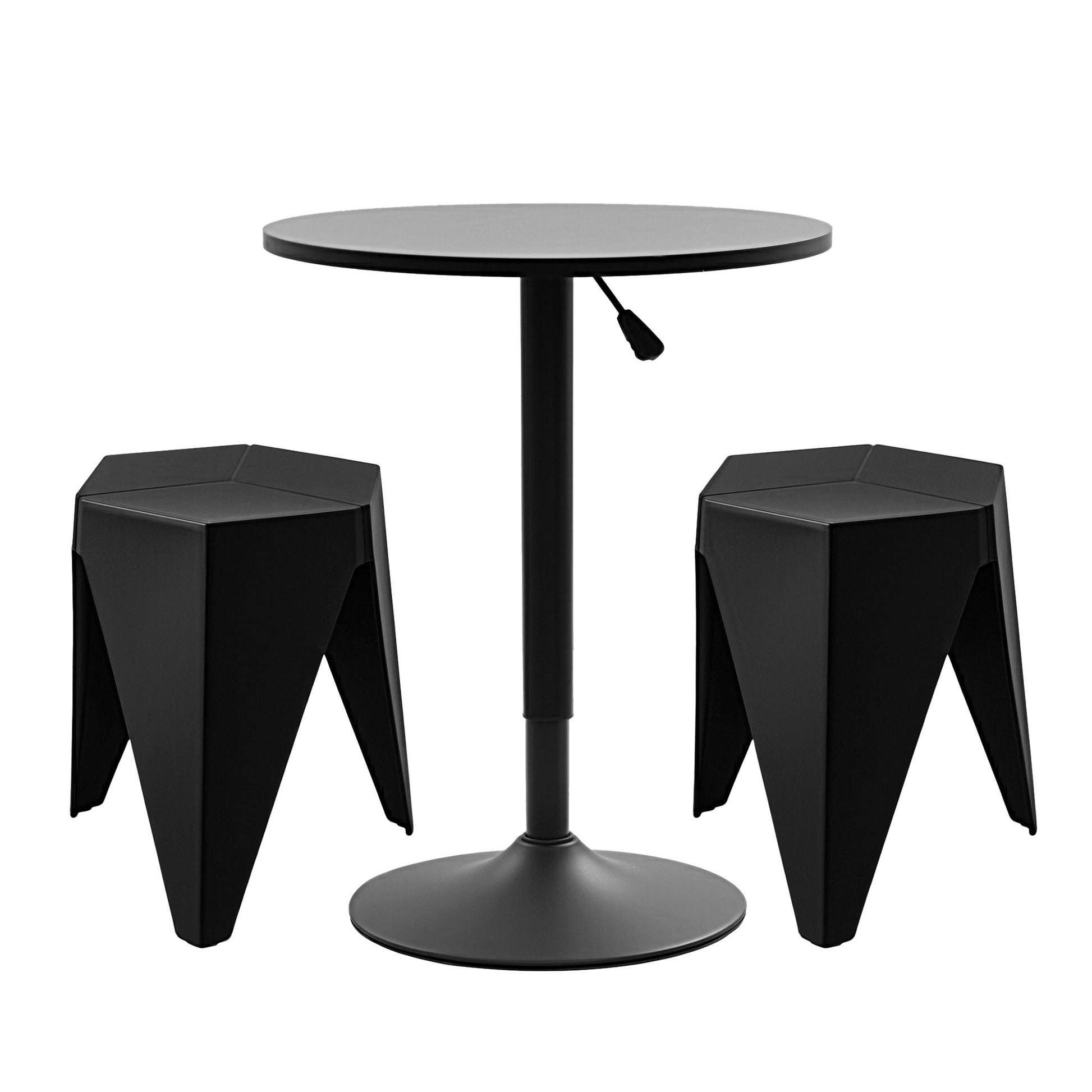 Bar Table Stools Set 3 Piece Black Cafe | HomeAndLiving - 2
