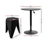 Bar Table Stools Set 3 Piece Black Cafe | HomeAndLiving