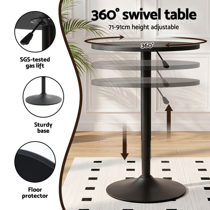 Bar Table Stools Set 3 Piece Black Cafe | HomeAndLiving - 6