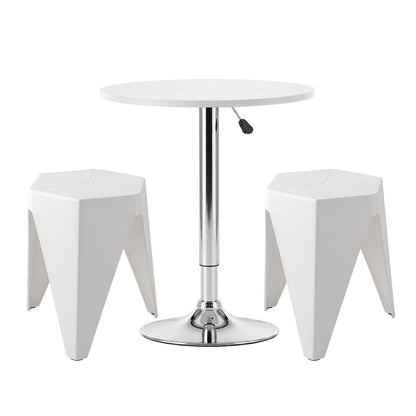 Bar Table Set White Marble 60x60x71cm
