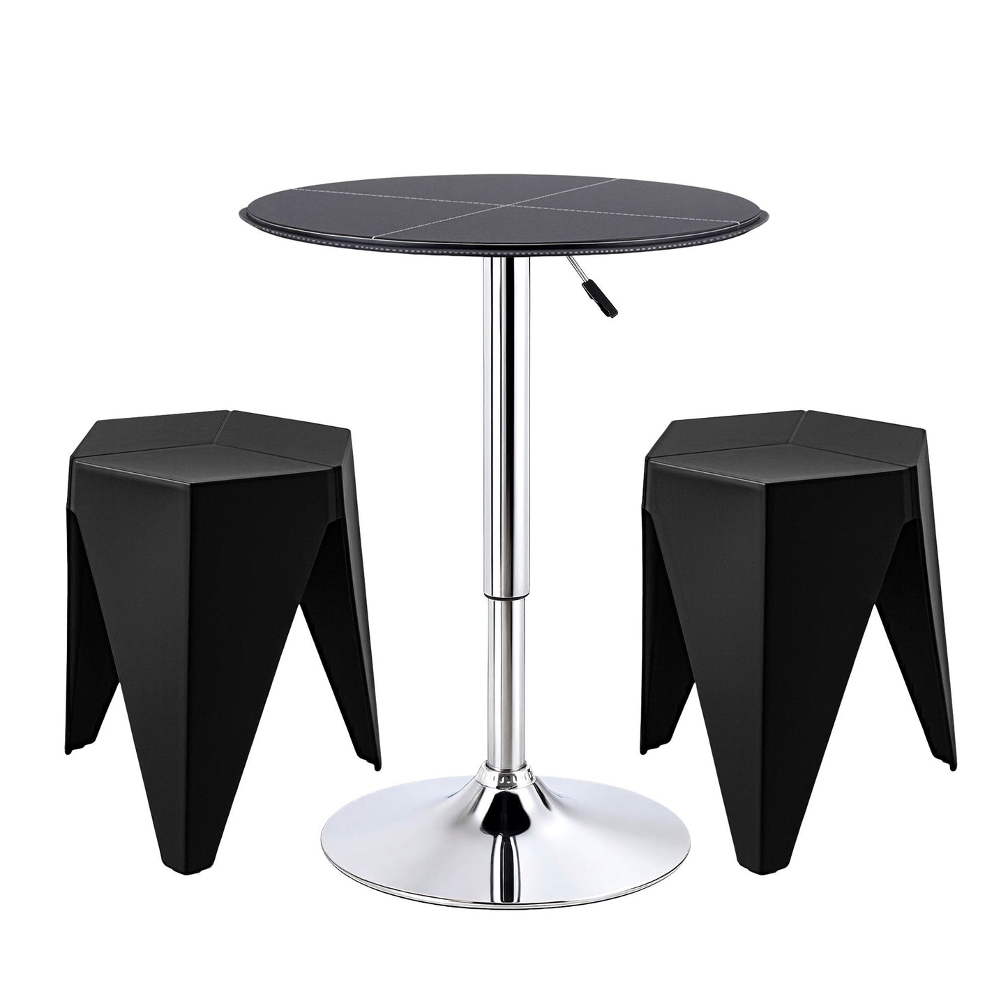 Bar Stools Table Set 3 Piece PVC Black | HomeAndLiving - 2