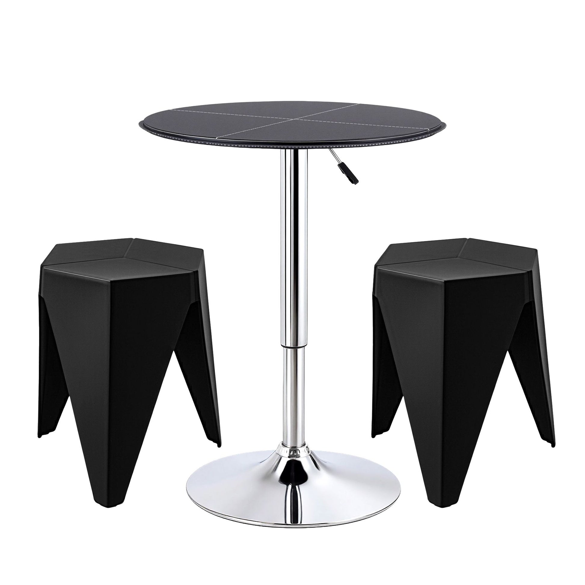 Bar Stools Table Set 3 Piece PVC Black | HomeAndLiving - 2