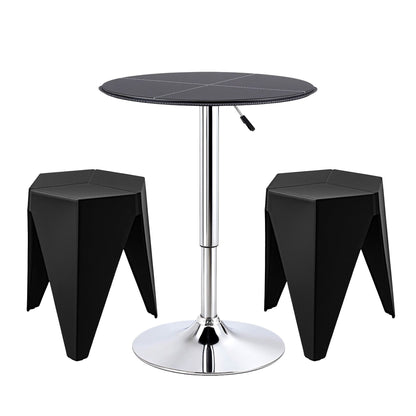 Bar Stools Table Set 3 Piece PVC Black | HomeAndLiving - 2