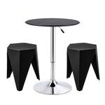 Bar Stools Table Set 3 Piece PVC Black | HomeAndLiving
