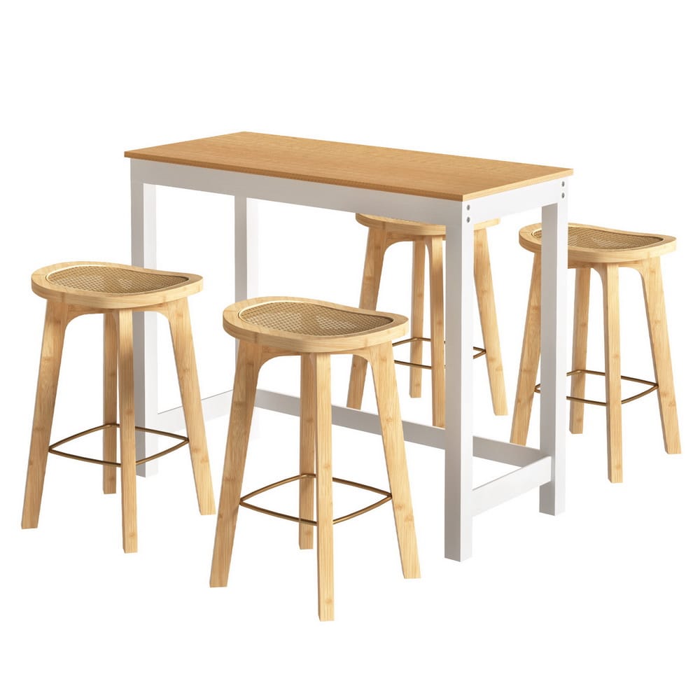 Rattan Bar Table Set 108x48x91cm