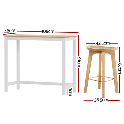 Rattan Bar Table Set 108x48x91cm