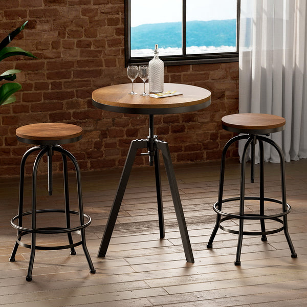  Bar Table Stools Set Dining Desk Industrial Kitchen Chairs Cafe Pub
