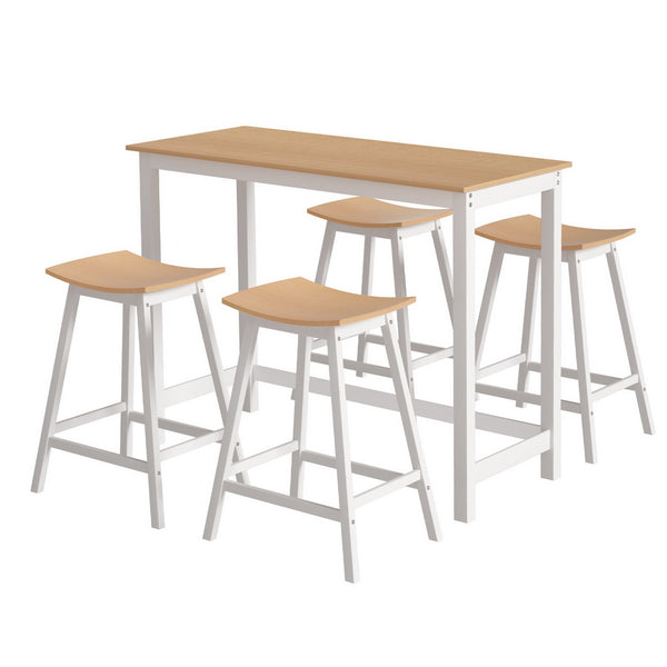  Bar Table and Stools Set Dining Desk Solid Wood Kitchen Chairs Cafe Pub