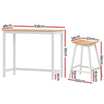 Bar Table and Stools Set Dining Desk Solid Wood Kitchen Chairs Cafe Pub